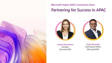 Microsoft inspire background with event speakers